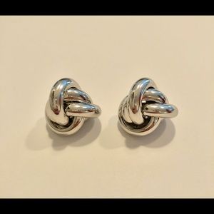 Silver knot stud earrings